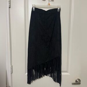 NWT Black Fringed Midi Skirt size S